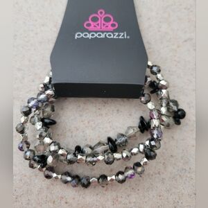 Paparazzi Silver and Purple Beaded Bracelet Set